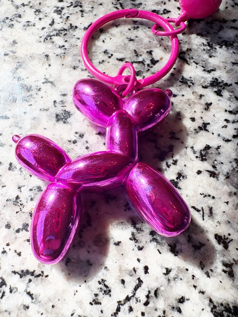 ♥️💖 Metallic Hot Pink Balloon Animal & Bell Bag Charm Keychain Decor NWT - Picture 3 of 6